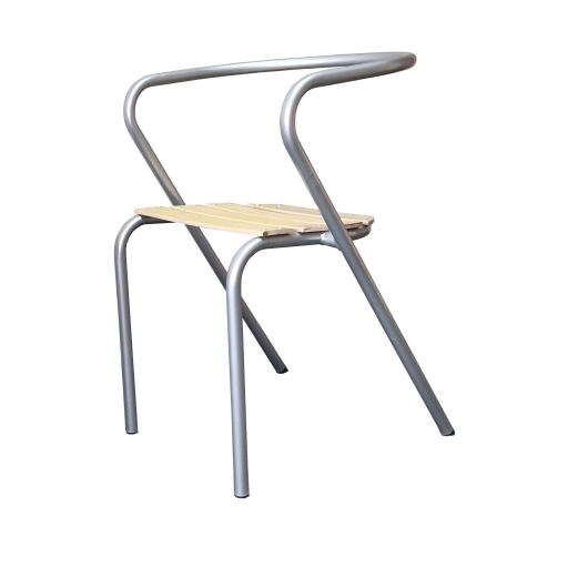 Стілець металевий, з дерев'ним сидінням (бук)