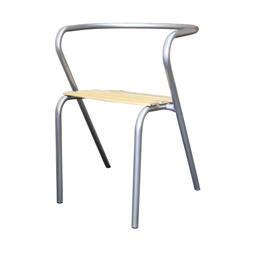 Стілець металевий, з дерев'ним сидінням (бук)